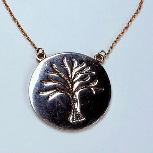 10K Yellow Gold Orogold Love Earth Tree Of Life 925 Medallion Pendant Necklace